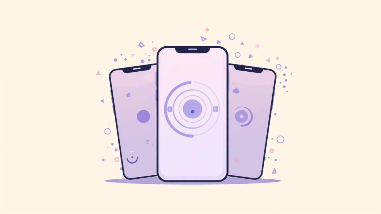 Illustration of mid-range smartphones with camera lens detail